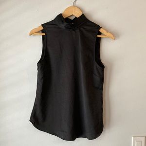 Satin Mock Neck Blouse